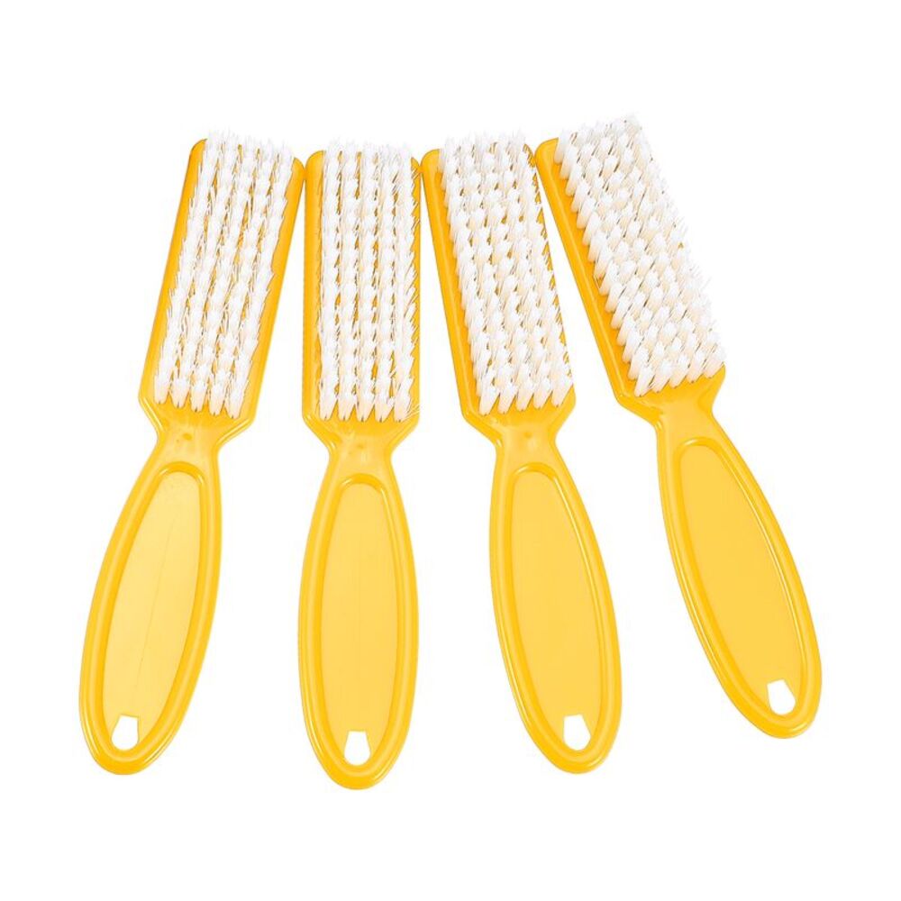4 Pcs Fingernail Cleaner Nail Brush with Plastic Handle Orange Yellow